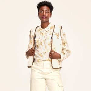 Woolrich reversible black white check x Floral Cream Women's Jacket